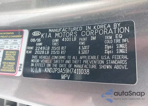 2017 Kia Soul + z USA, uszkodzony, nr VIN KNDJP3A59H7411038